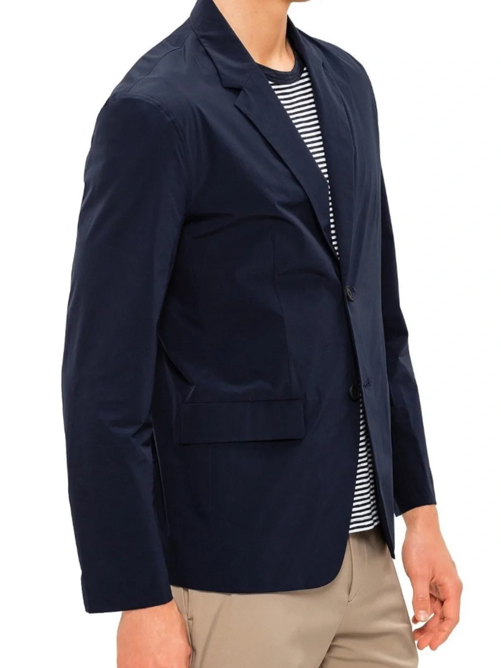 Theory Euclid Paper Nylon Packable Blazer Navy Blue XS